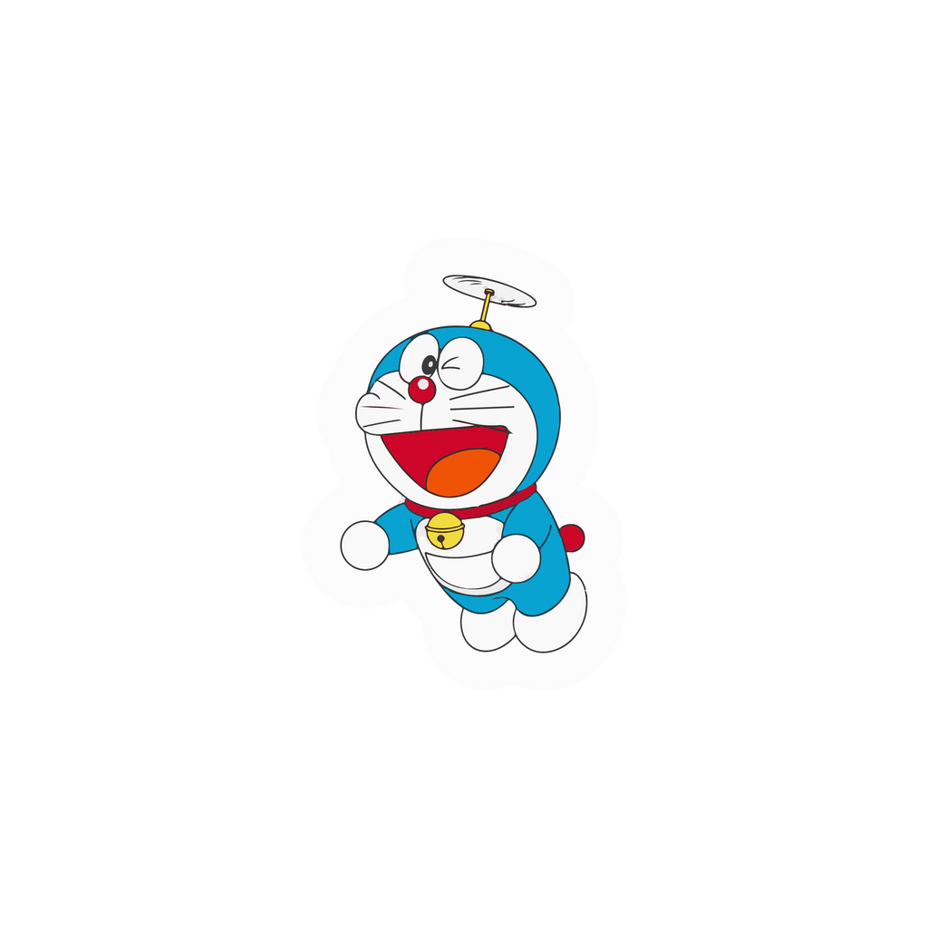 Doraemon Flying with Propeller Sticker Premium Vinyl Sticker