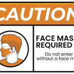 CAUTION FACE MASK STICKER
