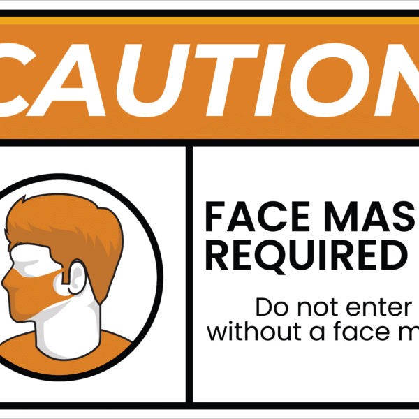 CAUTION FACE MASK STICKER
