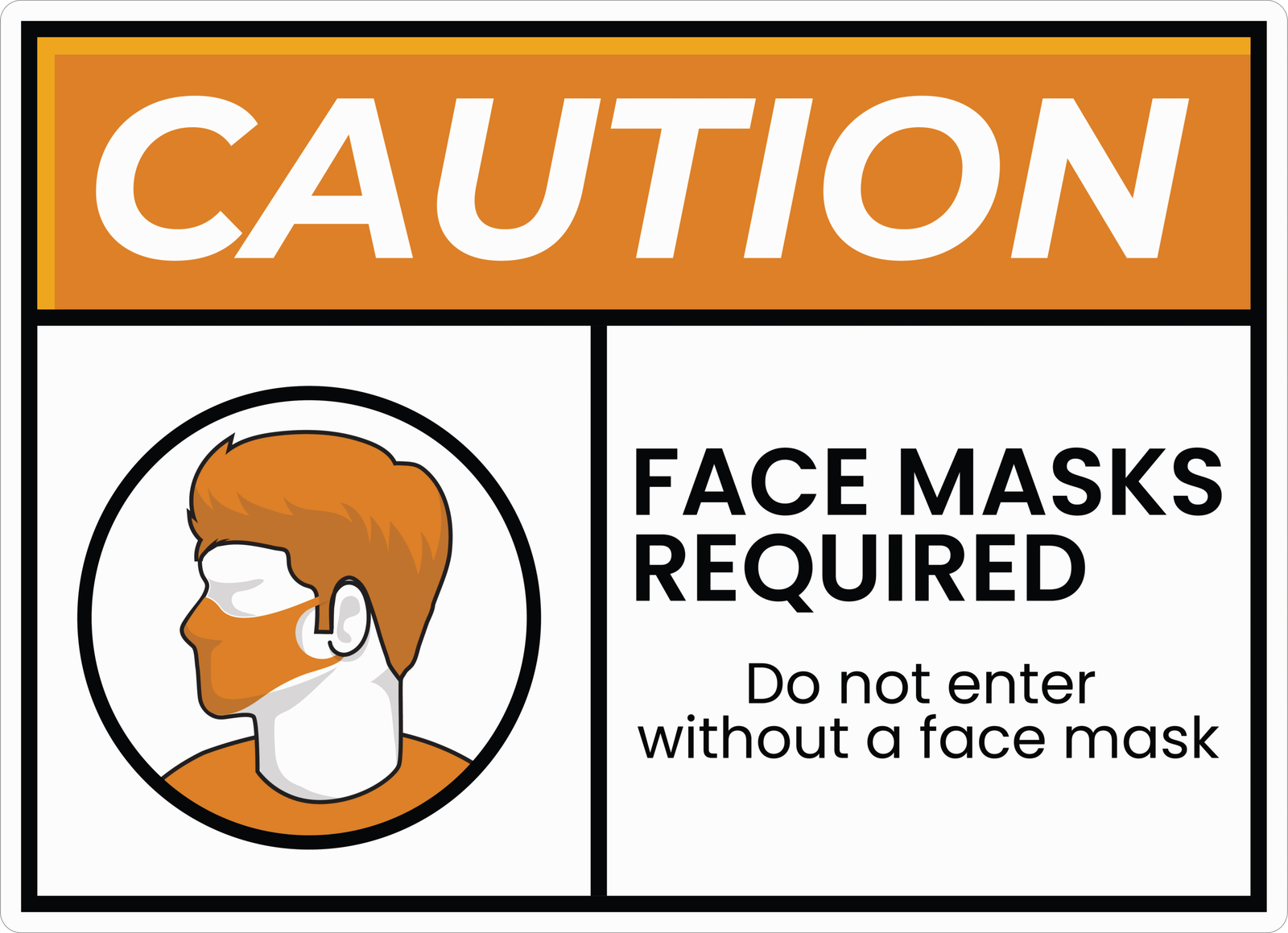 34 CAUTION FACE MASK STICKER - Image 1