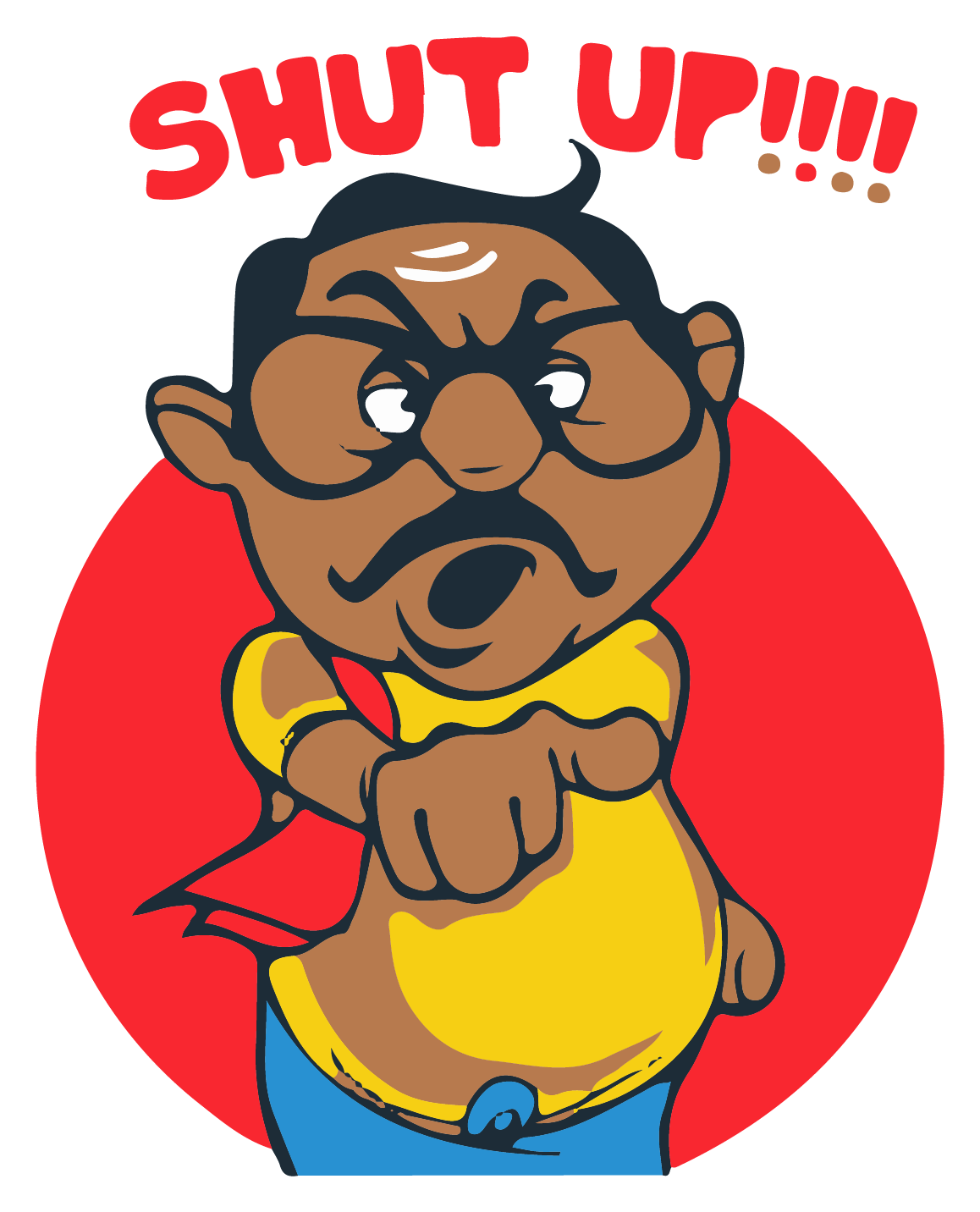 SS375513 SHUT UP FUNNY CARTOON STICKER - Image 1