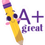 A+ Great Job Pencil Sticker