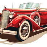 Red Vintage Classic Car Sticker