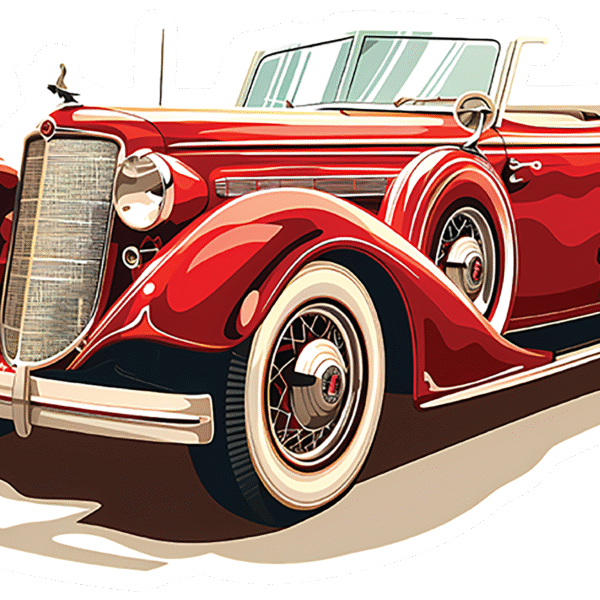 Red Vintage Classic Car Sticker
