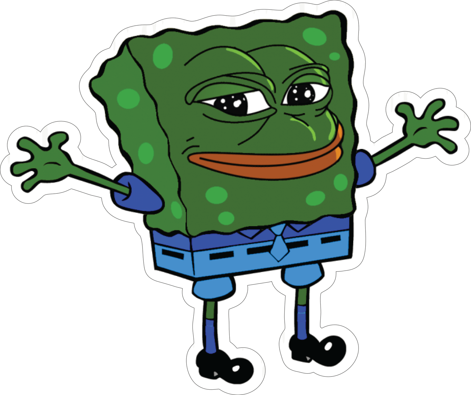 24 Sad Spongebob Pepe Meme Sticker - Image 1