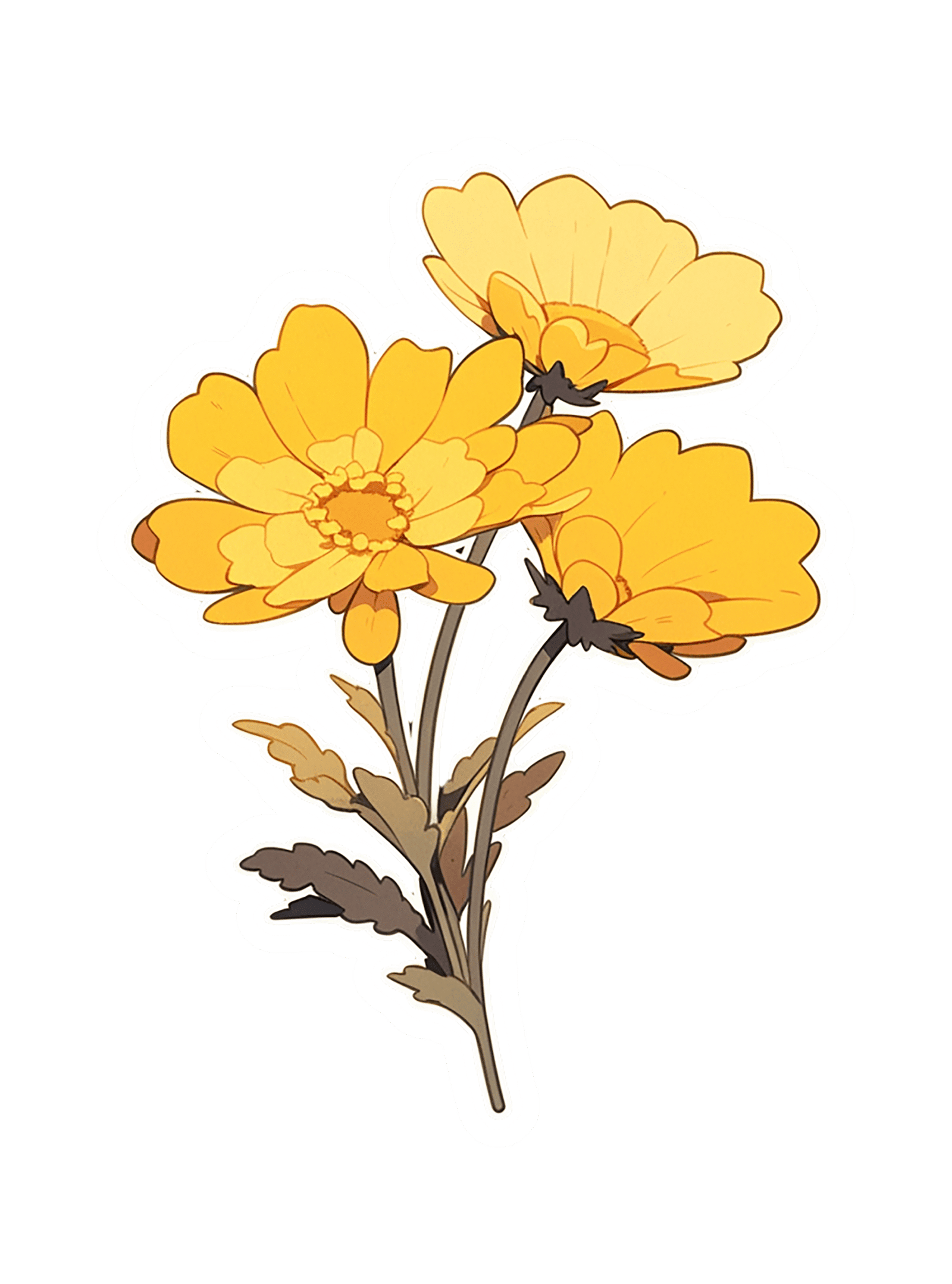 257 YELLOW FLOWER 2 STICKER - Image 1