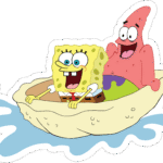 Spongebob and Patrick Clam Boat Sticker
