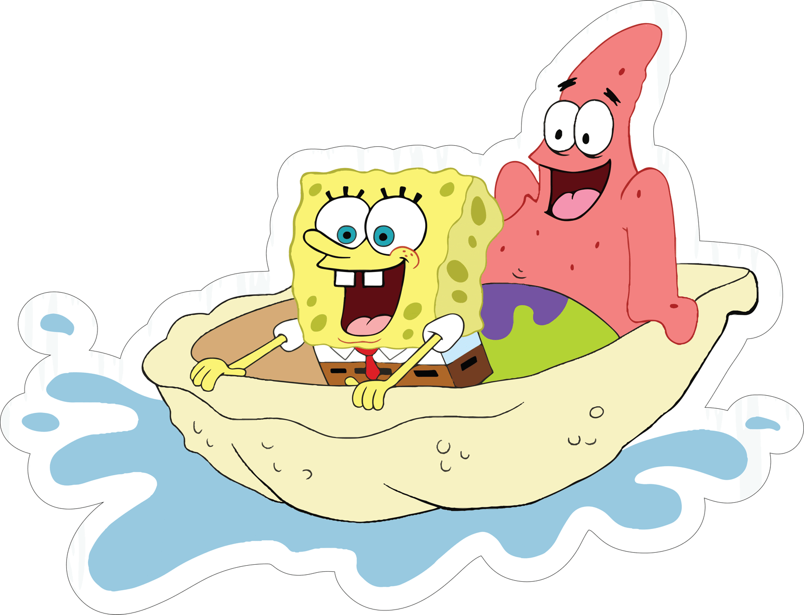 27 Spongebob and Patrick Clam Boat Sticker - Image 1