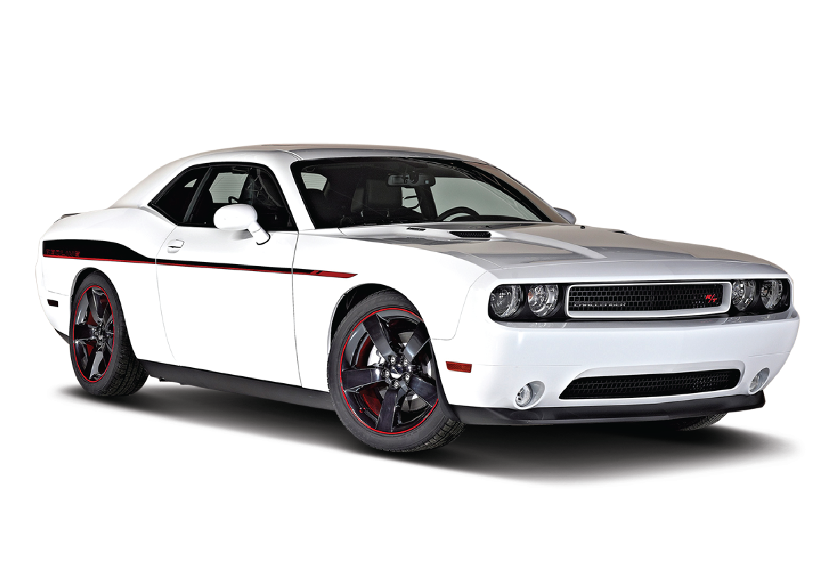 291 White Dodge Challenger RT Stripes Sticker - Image 1