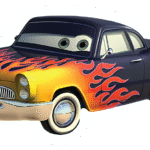 Cartoon Car with Flames Sticker