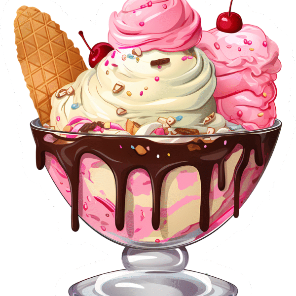 Cartoon Ice Cream Sundae Sticker