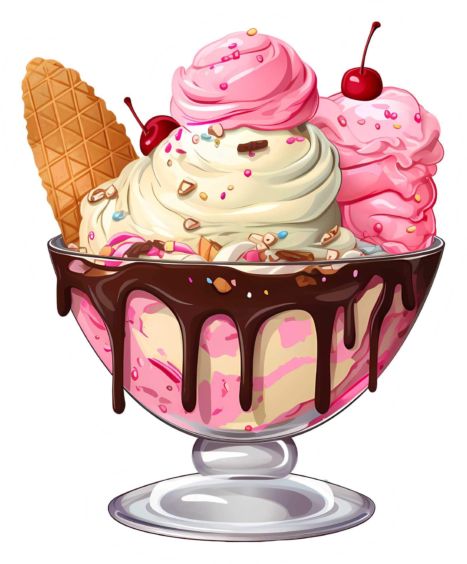 375 Cartoon Ice Cream Sundae Sticker - Image 1