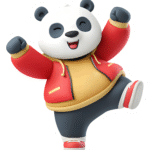 Happy Panda Bear with Red Jacket Sticker