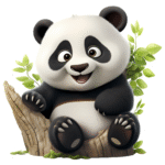 Cute Panda on Tree Stump Sticker