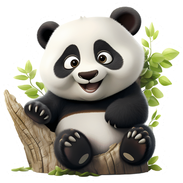 Cute Panda on Tree Stump Sticker