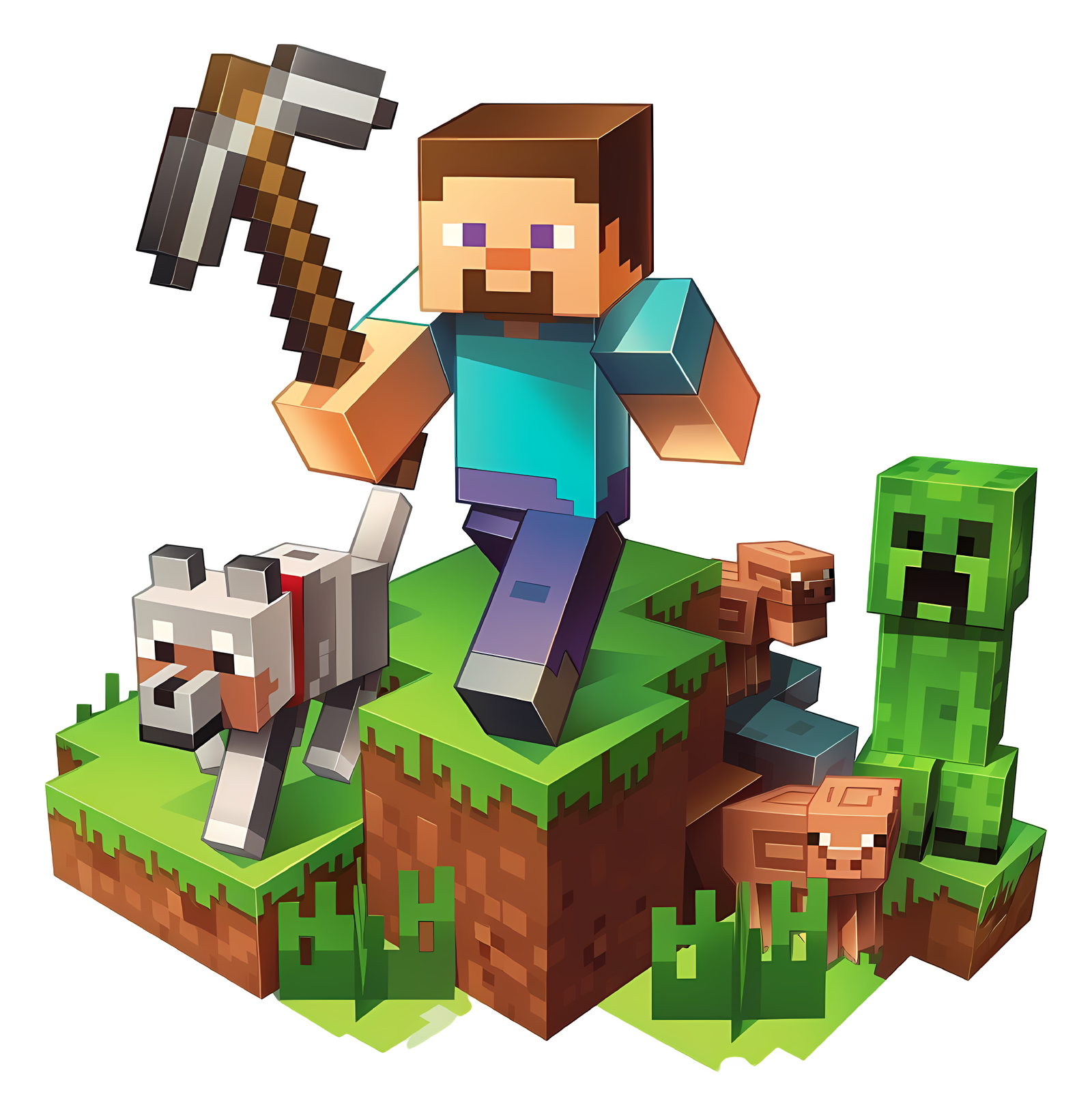 432 Minecraft Steve with Animals Sticker - Image 1