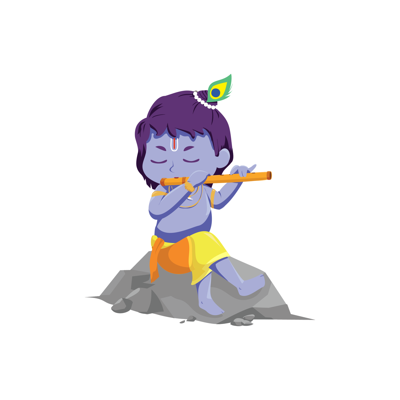 500-600-57 Flute Krishna Sticker - Image 1