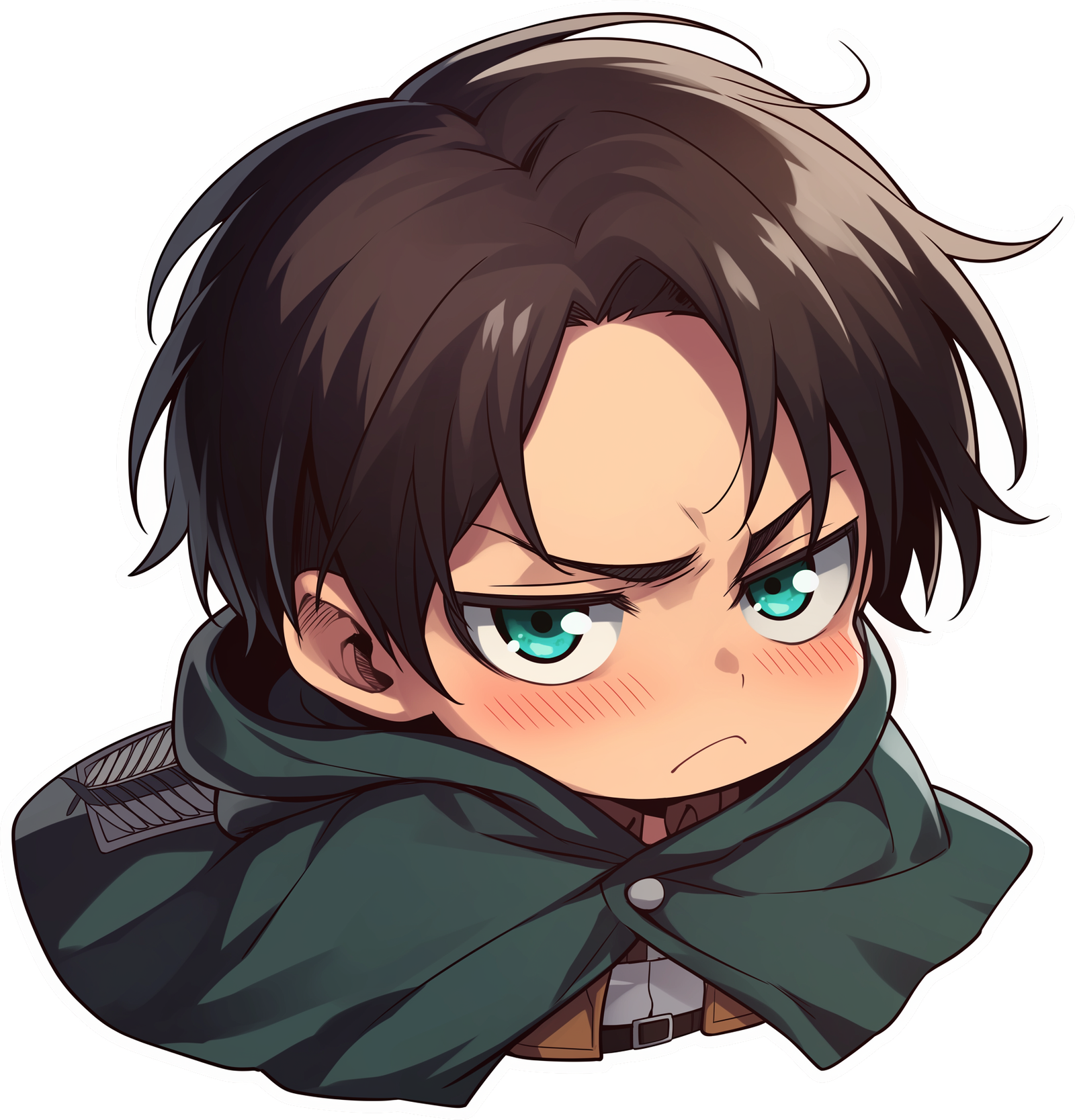 attack-on-titan-sad-eren-cute-sticker Angry Boy Face Sticker - Image 1