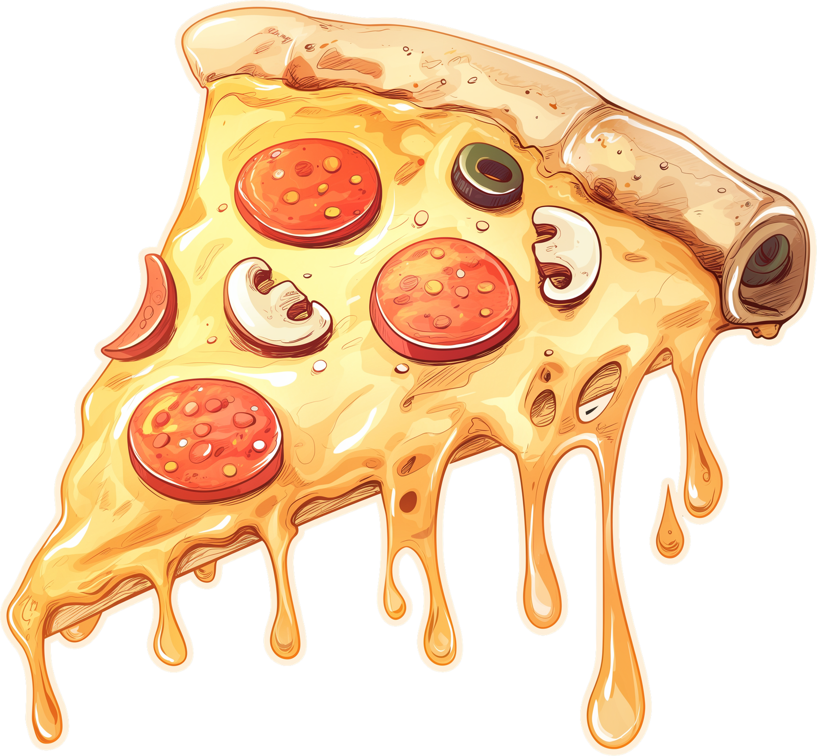 cheesy-pizza-slice-sticker Pizza Slice Sticker - Image 1